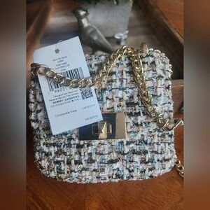 KATE Spade  Tweed  Micro Bag with Gold Chain